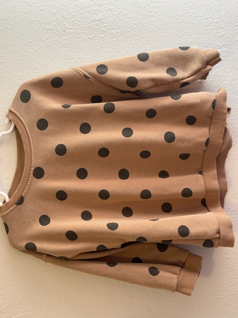Zara Tan Sweatshirt with Black Polka Dots